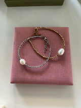 Hematite chic beaded bracelet with pearl detail - Silver - Cie Cie + Co