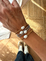 Hematite chic beaded bracelet with pearl detail - Gold - Cie Cie + Co