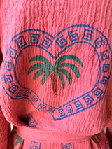 Watermelon Long Robe - Palm tree