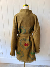 NEW COLLECTION - Khaki Midi Robe - Palm tree, Crab