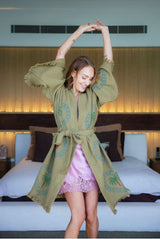 NEW COLLECTION - Kiwi Midi Robe - Palm /Crab - Pre Order October