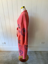 Watermelon Long Robe - Palm tree