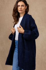 NAIS - MOHAIR  LONG CARDIGAN - NAVY - Cie Cie + Co