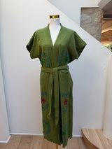 NEW COLLECTION - Kiwi Long Robe with short sleeves - Palm tree and crab print - Cie Cie + Co