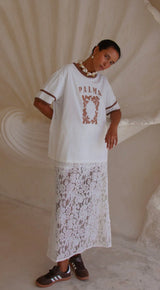 Palma T-Shirt - White and Brown - Cie Cie + Co