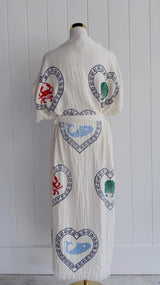 BRAND NEW DESIGN -Natural Long Robe Short Sleeve - Crab/Sardine/Shell - Cie Cie + Co