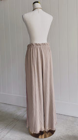 Surf Pant - Tan with Pink Hand Pressed Design - Limited Edition - Cie Cie + Co