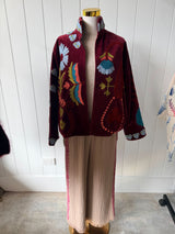 VELVET JACKET- HAND EMBROIDERED- BORDEAUX