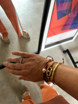 Colorful tartaruga and gold charm beaded bracelets: Brown - Cie Cie + Co