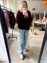 NAIS - MOHAIR SHORT CARDIGAN - BORDEAUX - Cie Cie + Co
