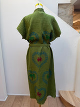 NEW COLLECTION - Kiwi Long Robe with short sleeves - Palm tree and crab print - Cie Cie + Co