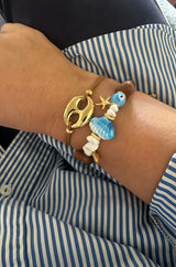 Gold Theta Balloon Bracelets • Adjustable Cords: Brown