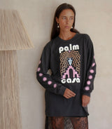 Palm Casa Long Sleeve T-Shirt - Midnight with pink - Cie Cie + Co