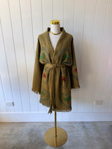 NEW COLLECTION - Khaki Midi Robe - Palm tree, Crab
