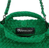 TINY MINI WOVEN TOTE - KELLY GREEN