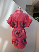 NEW COLLECTION- Watermelon Midi Short Sleeve Robe - Palm tree - Cie Cie + Co