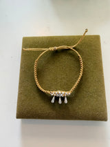Macrame evil eye protection bracelet with silver details/ Yellow Gold band