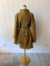 NEW COLLECTION - Khaki Midi Robe - Palm tree, Crab