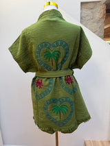 NEW COLLECTION- Kiwi Short Set with short sleeve- Palm tree and crab print - Cie Cie + Co