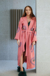 NEW COLLECTION - Watermelon Long Robe - Palm tree print