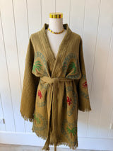 NEW COLLECTION - Khaki Midi Robe - Palm tree, Crab