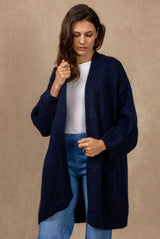NAIS - MOHAIR  LONG CARDIGAN - NAVY - Cie Cie + Co
