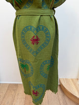 NEW COLLECTION - Kiwi Long Robe with short sleeves - Palm tree and crab print - Cie Cie + Co