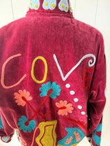 VELVET JACKET- HAND EMBROIDERED- BORDEAUX