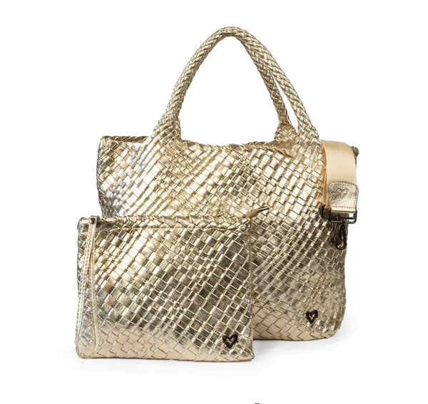 LONDON WOVEN LARGE TOTE - GOLD