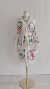 BRAND NEW DESIGN Natural Midi Robe - Crab/Sardine/Shell - Cie Cie + Co