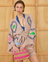Tan Robe Short Set Sardine/Coral print - PRE ORDER start October delivery!