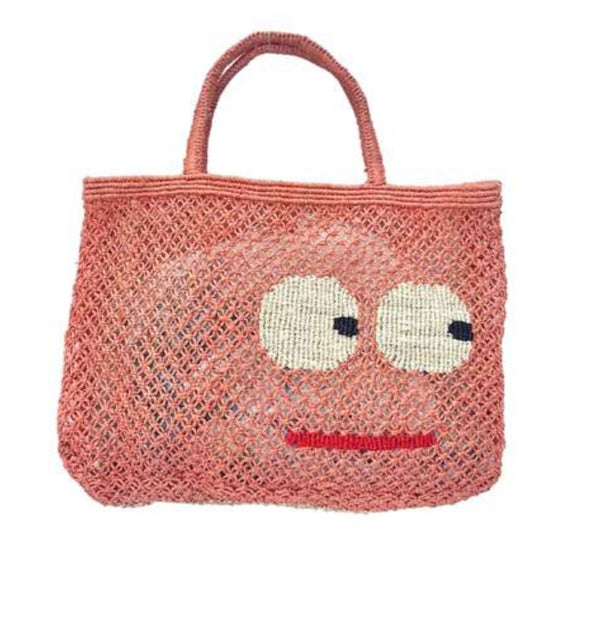 Small Jute Bag - Big Eyes- Peach