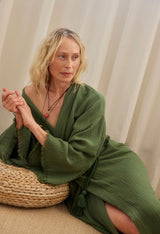 Elizabeth Forsam Inked  Series- Limited Edition Robe- Forest with tassel tie - Cie Cie + Co