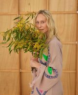 Tan Long Robe Sardine/Coral print - Just arrived!