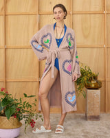 Tan Long Robe Sardine/Coral print - PRE ORDER End August Delivery! - Cie Cie + Co
