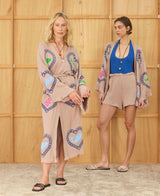 Tan Robe Short Set Sardine/Coral print - PRE ORDER start October delivery!