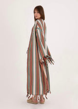 Multi Striped Tassel Linen/Cotton Robe - Pre order start October delivery