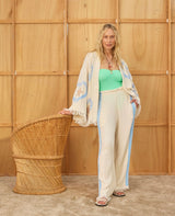 Surf Pant - Natural with Baby Blue Hand Pressed Design - Cie Cie + Co