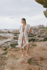 NEW Natural Midi Short Sleeve Robe - Sea Star