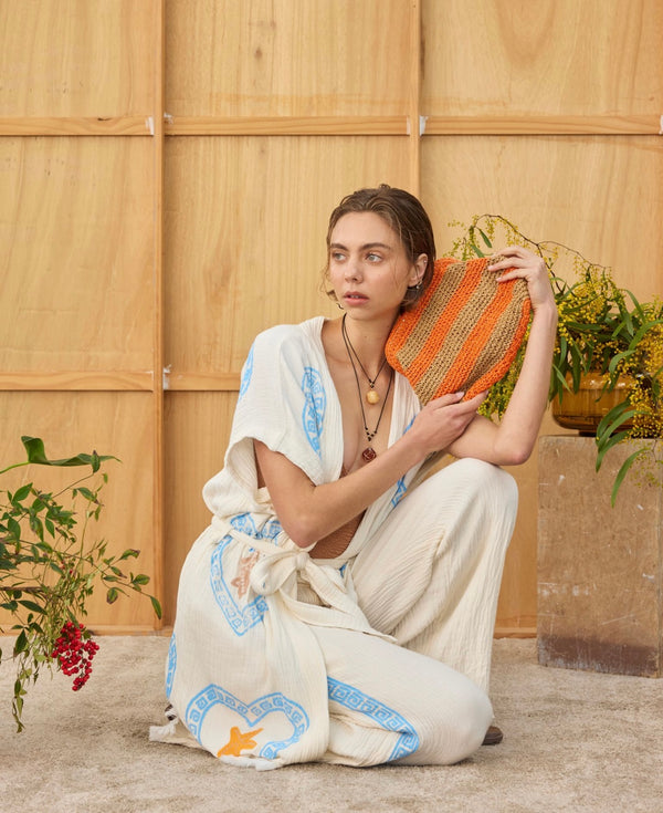 CIE CIE HANDWOVEN CLUTCH BAG-  TAN/ORANGE