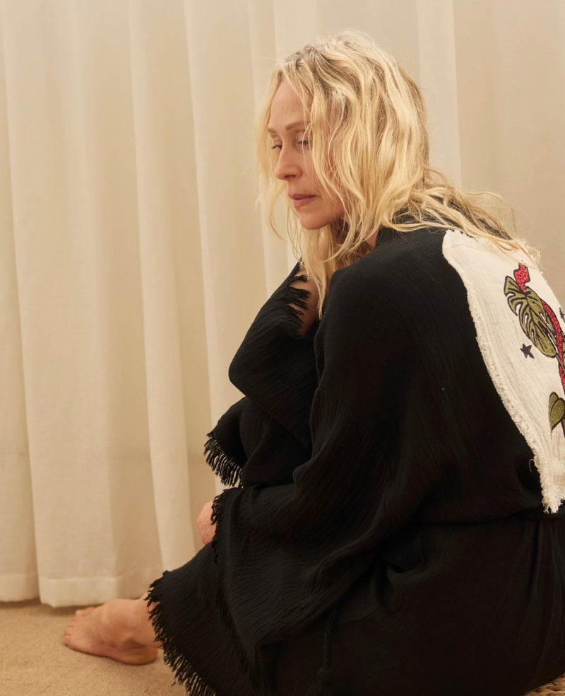 Elizabeth Forsam  Inked  Series- Limited Edition Robe- Midnight with tassel tie - Cie Cie + Co