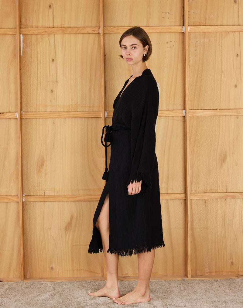Elizabeth Forsam  Inked  Series- Limited Edition Robe- Midnight with tassel tie - Cie Cie + Co
