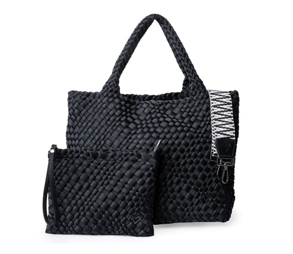 LONDON WOVEN LARGE TOTE - BLACK ONYX