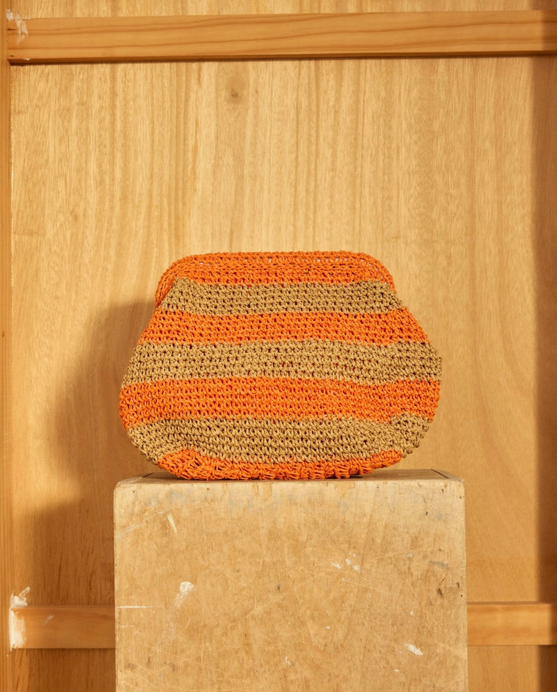 CIE CIE HANDWOVEN CLUTCH BAG-  TAN/ORANGE - Cie Cie + Co