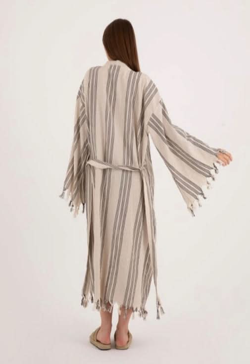 Striped Tassel Linen/Cotton Robe - Pre order start October delivery