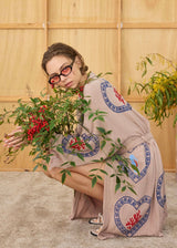 Tan Midi  Robe Seahorse/Coral print - Pre Order End August Delivery! - Cie Cie + Co