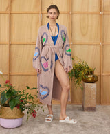 Tan Long Robe Sardine/Coral print - PRE ORDER End August Delivery! - Cie Cie + Co