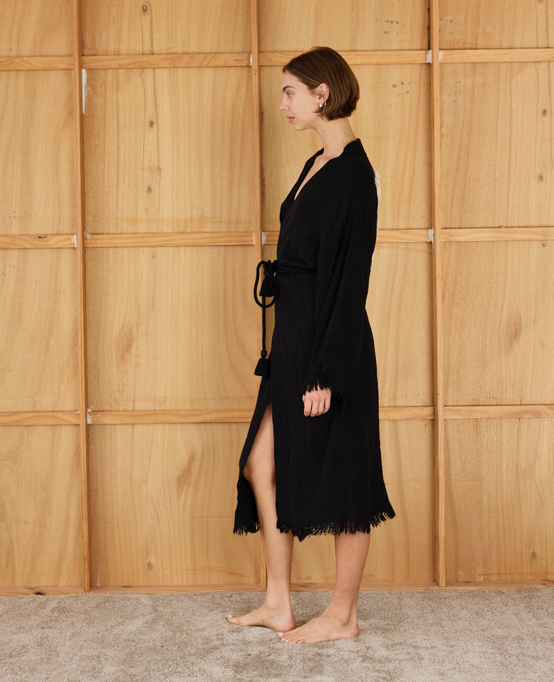 Elizabeth Forsam  Inked  Series- Limited Edition Robe- Midnight with tassel tie - Cie Cie + Co