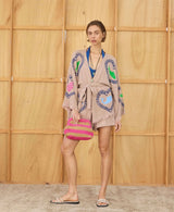 Tan Robe Short Set Sardine/Coral print - PRE ORDER start October delivery!