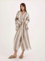 Striped Tassel Linen/Cotton Robe - Pre order start October delivery